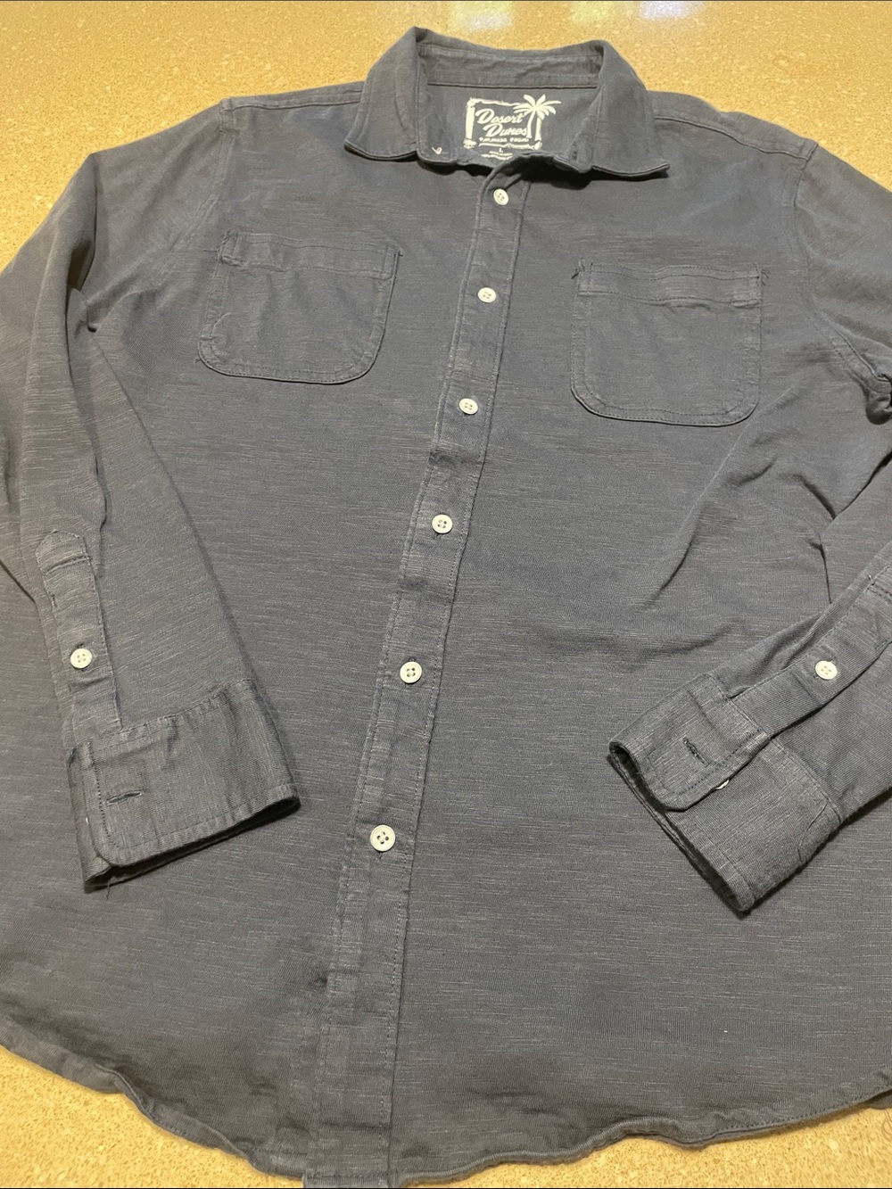 Desert Dunes Long-Sleeve Button-Down Shirt — Navy